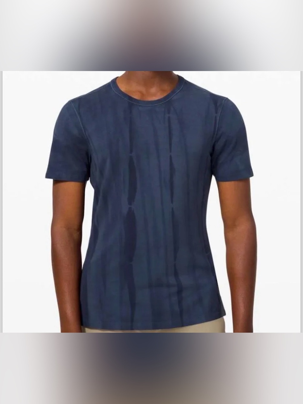 Lululemon 5 Year Basic T-Shirt Vertical Spray Dye Iron Blue Nautical Navy Mens L